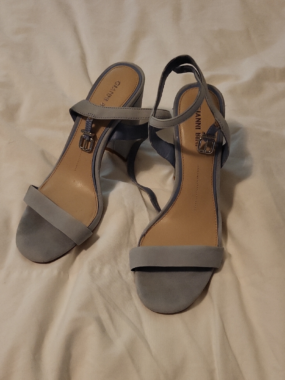 Giani Bernini Light Gray Suede Ankle-Strap Heels